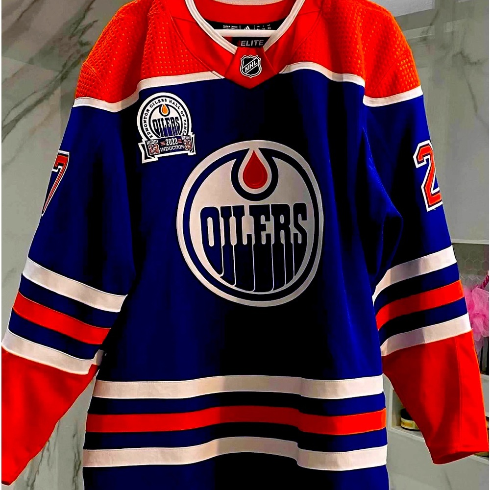 SOLD 2023–24 Edmonton Oilers Hockey Hall of Fame game worn sweater.